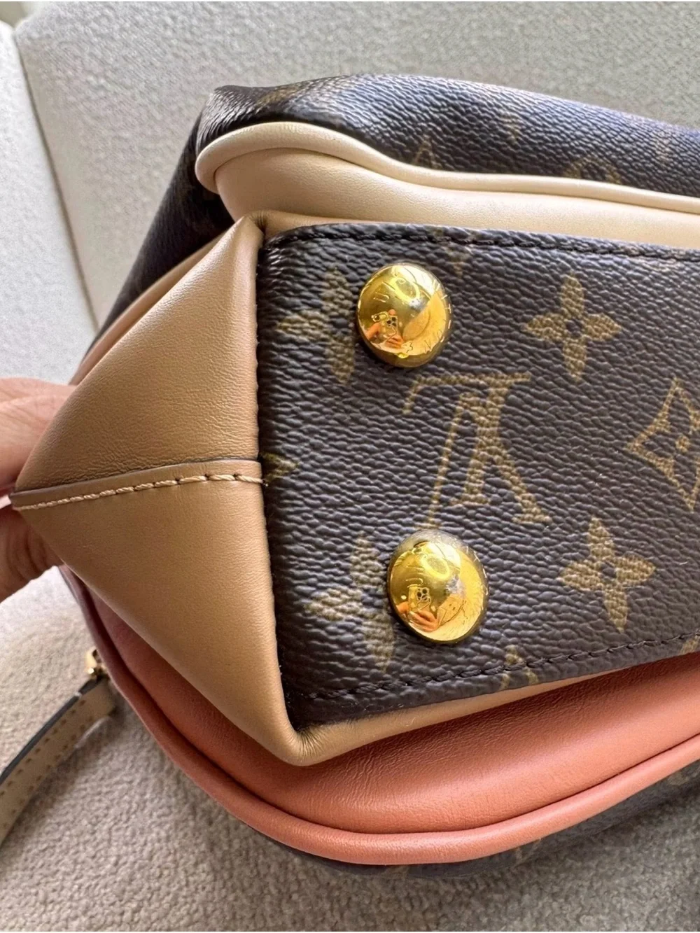 Louis Vuitton Monogram Tote with Pink Leather Tab and Gold Hardware
